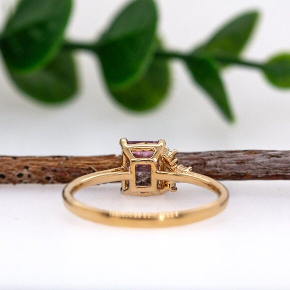 1ct Bi-Color Tourmaline Ring in 14K Solid Gold with Natural Diamond Accents - Picture 7 of 8